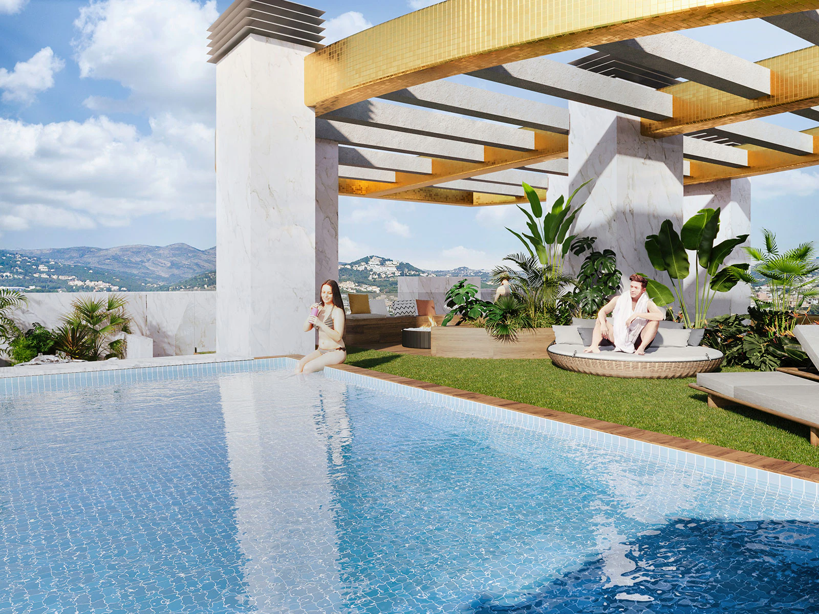 Nowy budynek Nowoczesny apartament na sprzedaż w Calpe z widokiem na morze i góry