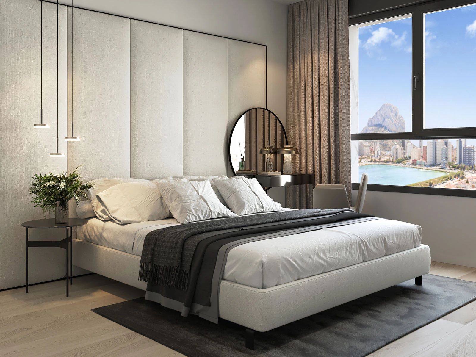 Nowy budynek Nowoczesny apartament na sprzedaż w Calpe z widokiem na morze i góry