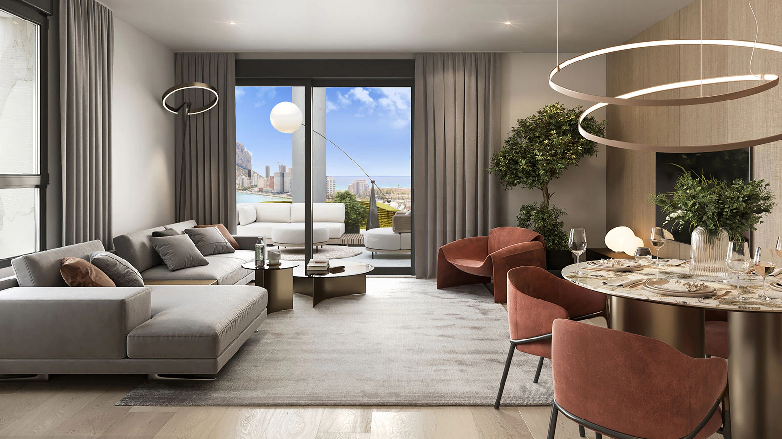 Nowy budynek Nowoczesny apartament na sprzedaż w Calpe z widokiem na morze i góry