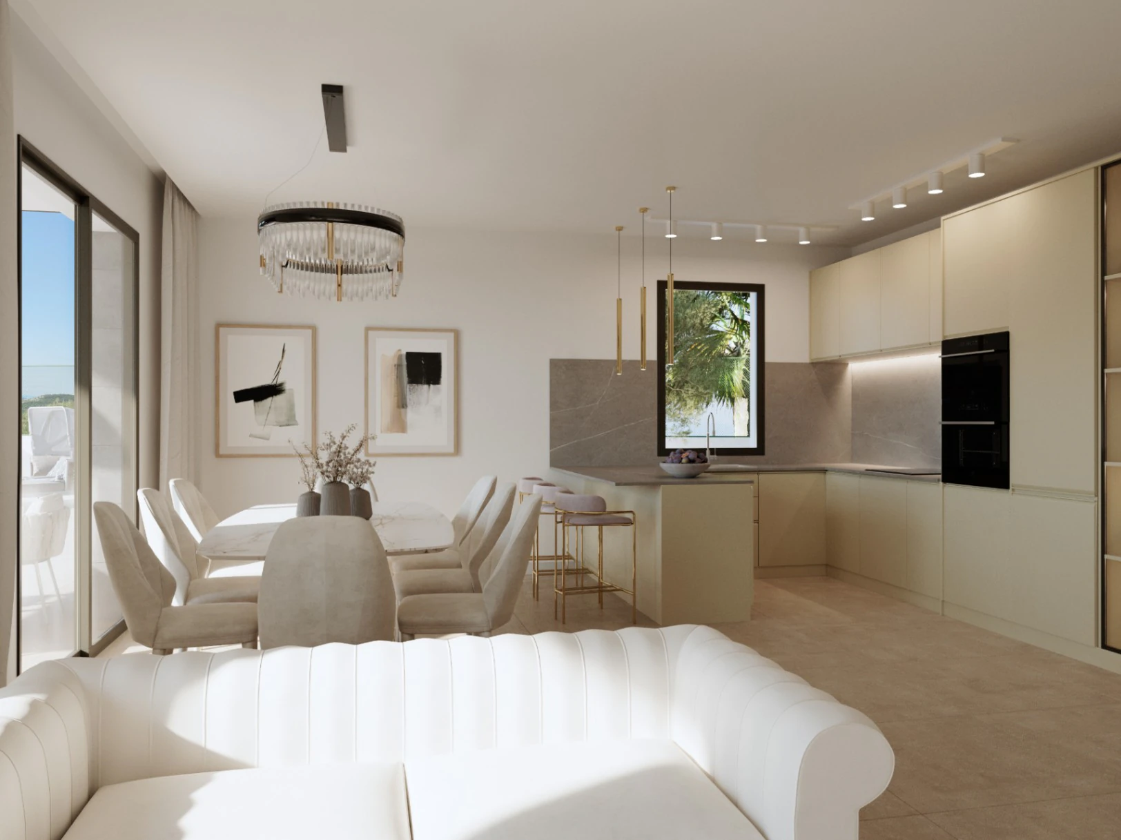 Moderne villa met panoramisch uitzicht op zee, garage en overloopzwembad te koop in Finestrat