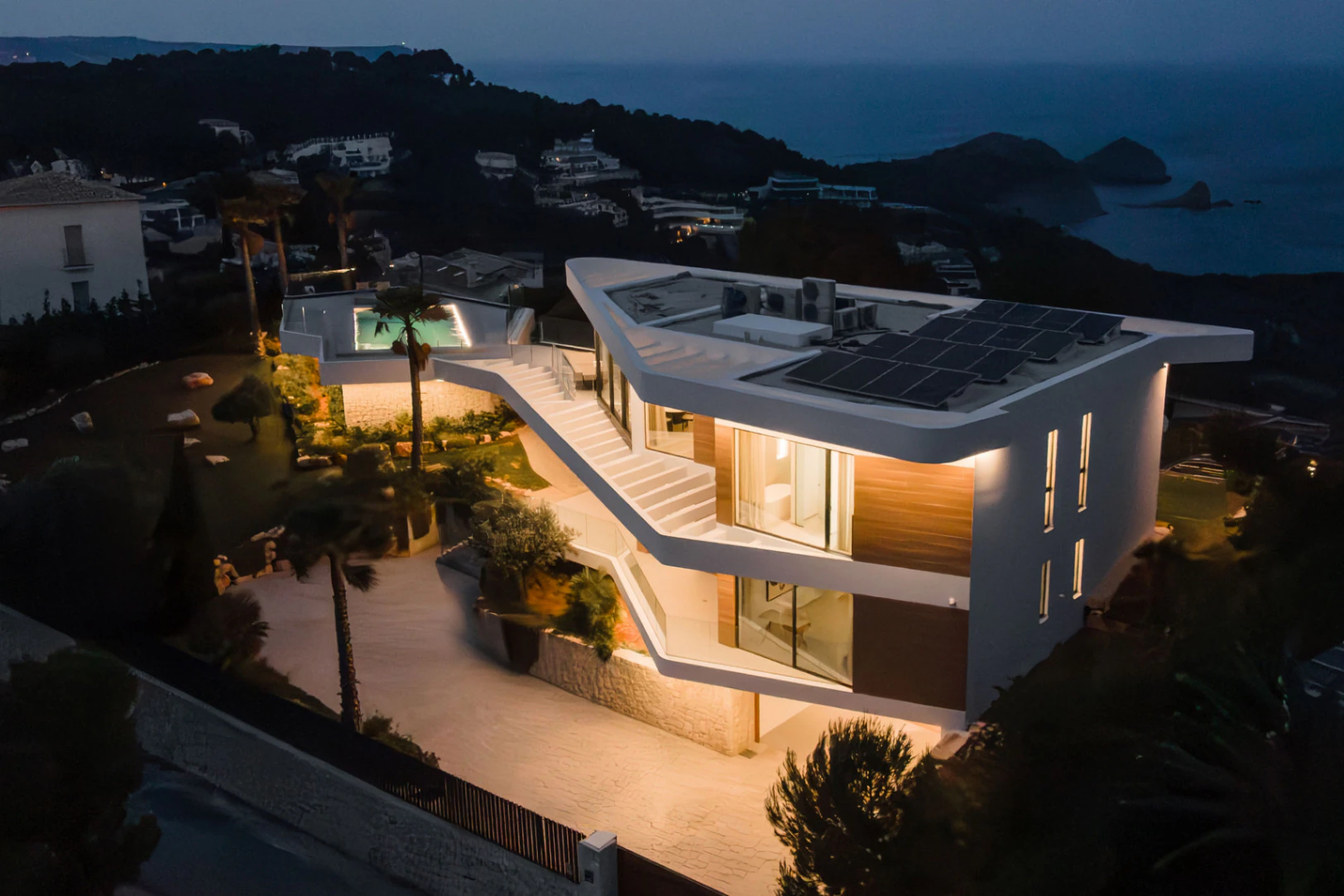 Spectacular newly built villa with panoramic sea and mountain views.