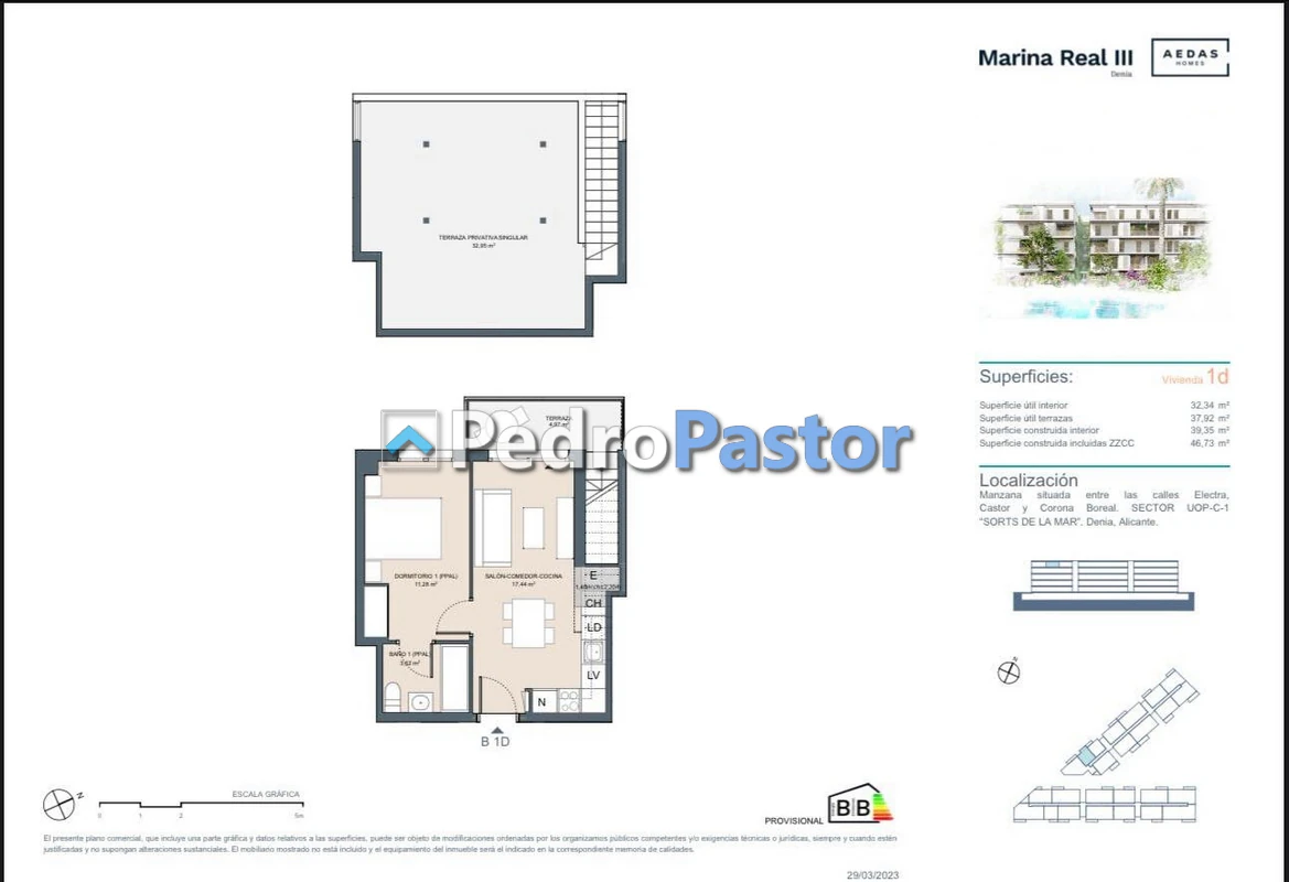 AT056 - Ático de 1 dormitorio en 2ª línea de playa, cerca del Club Náutico de Dénia