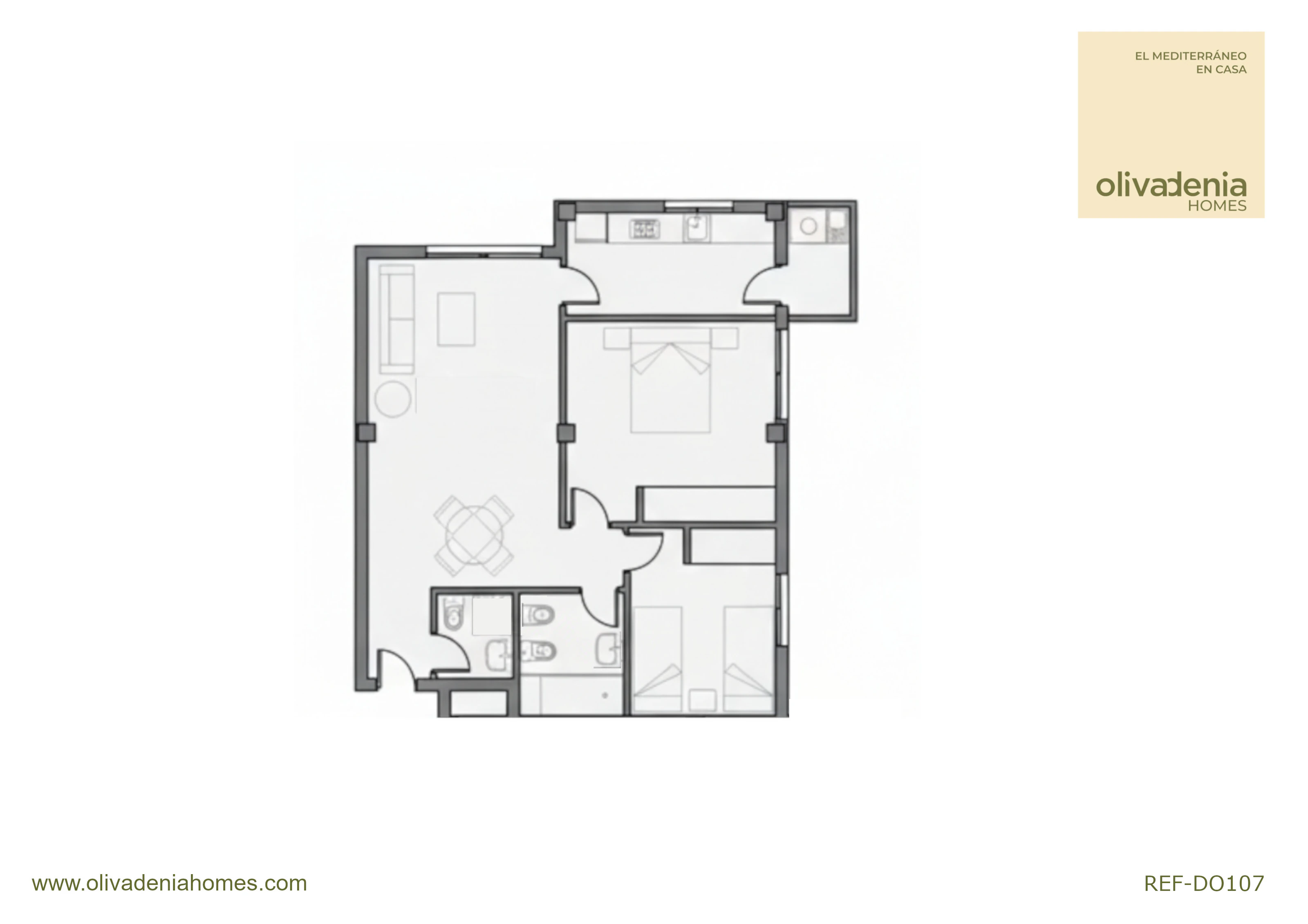 Apartamento en venta de 2 dormitorios,Denia