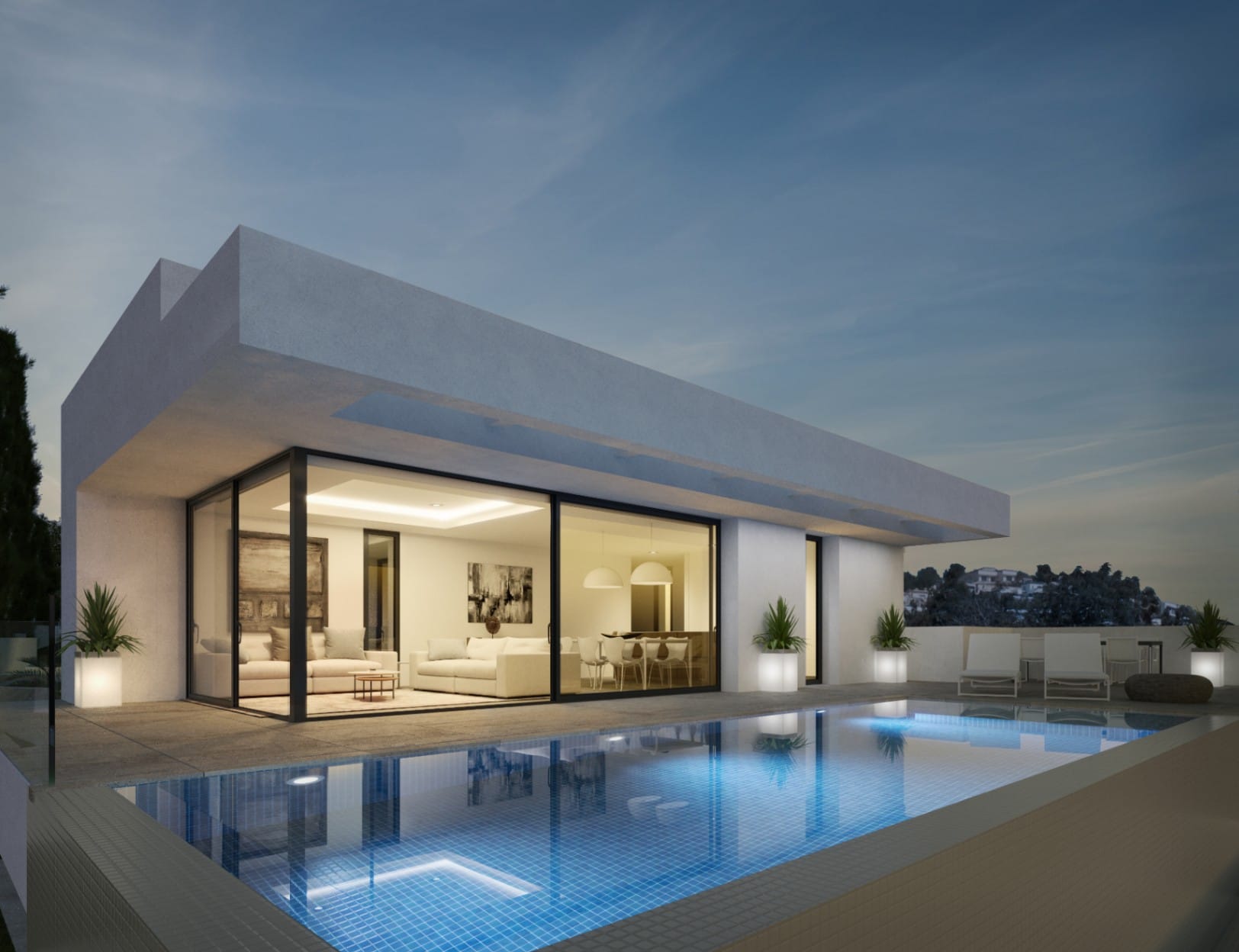 Proyecto de villa moderna con vista al mar y del Peñón en venta, Calpe