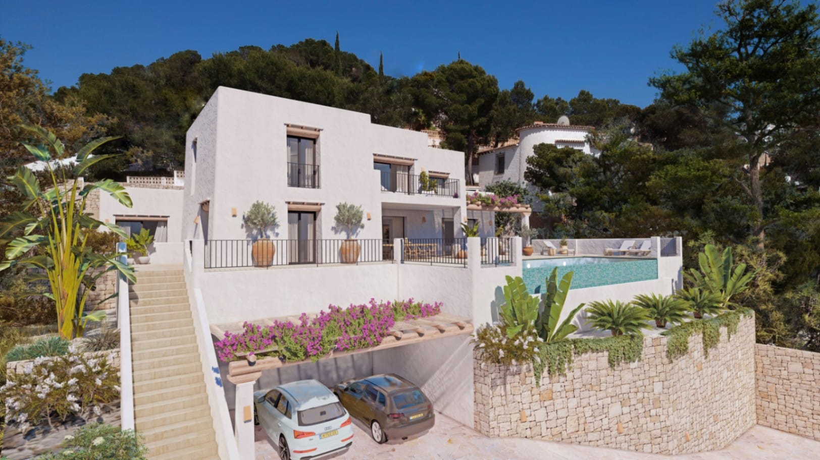Villa im ibizenkischen Stil mit Meerblick zu verkaufen in Moraira