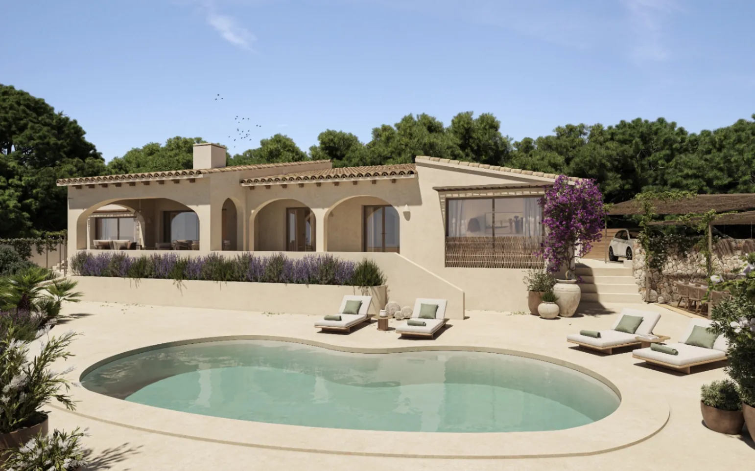 Volledig gerenoveerde villa met mooi zeezicht te koop in La Fustera, Benissa