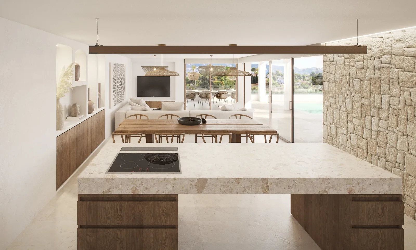 Ibiza stijl nieuwbouwvilla onder constructie te koop in La Sabatera, Moraira
