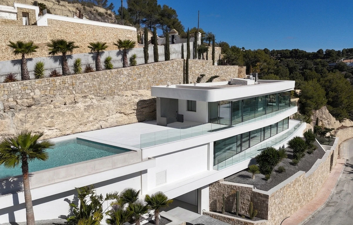 Fascinerende nieuwbouwvilla met panoramisch zeezicht te koop in Raco De Galeno, Benissa