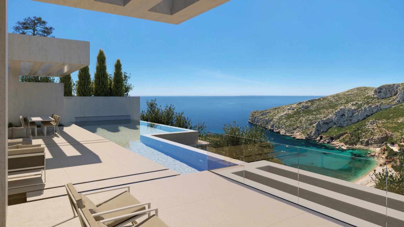 Nieuwbouwvilla met zeezicht te koop in La Granadella, Javea
