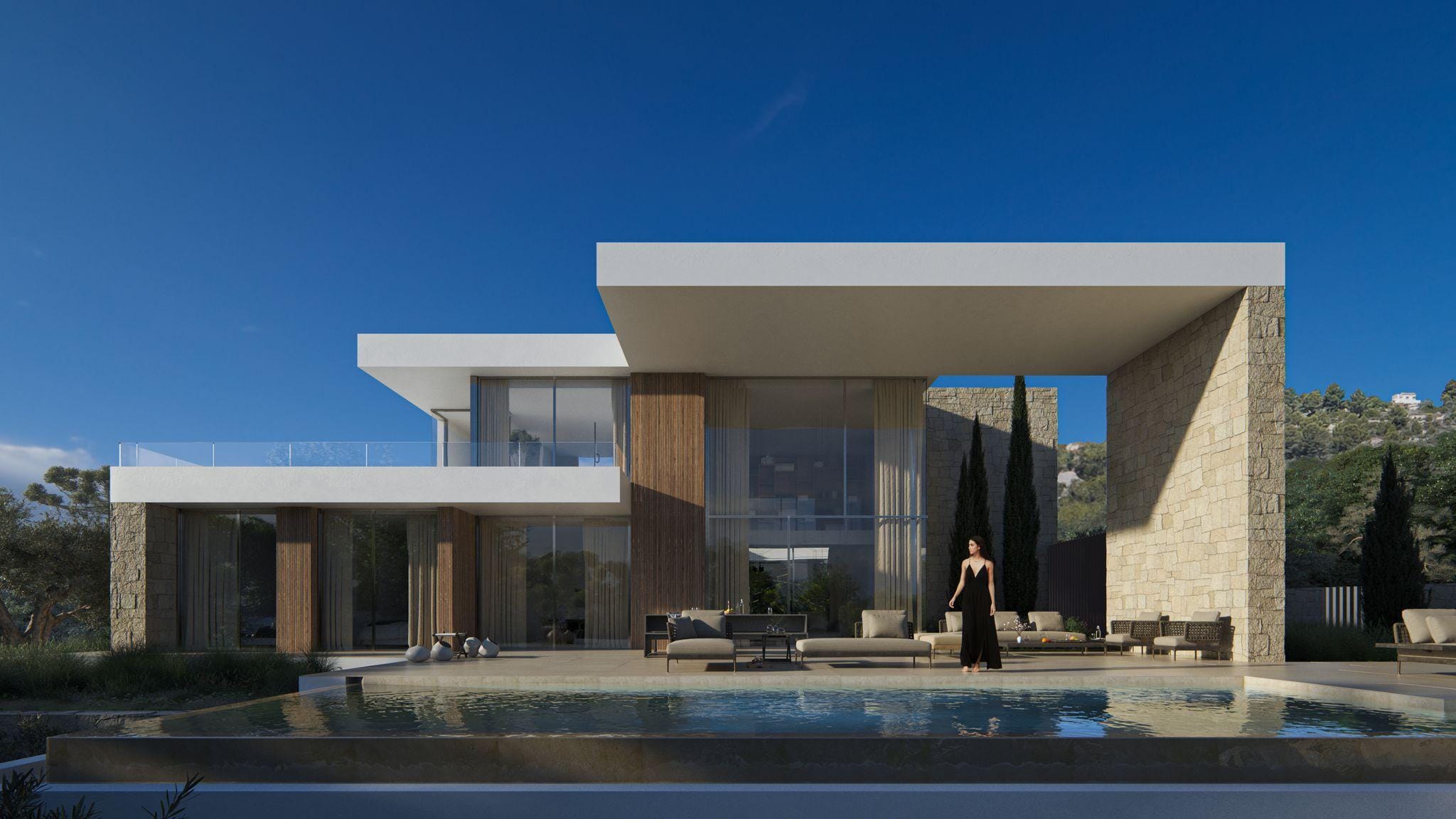 Nieuwbouwvilla te koop met panoramisch zeezicht in Moraira
