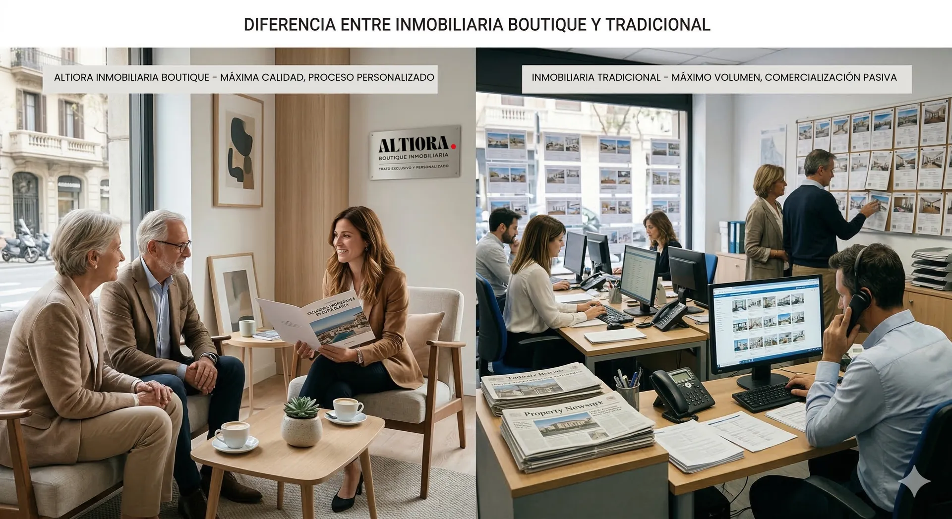 Diferente entre una inmobiliaria boutique profesional y una agencia tradicional