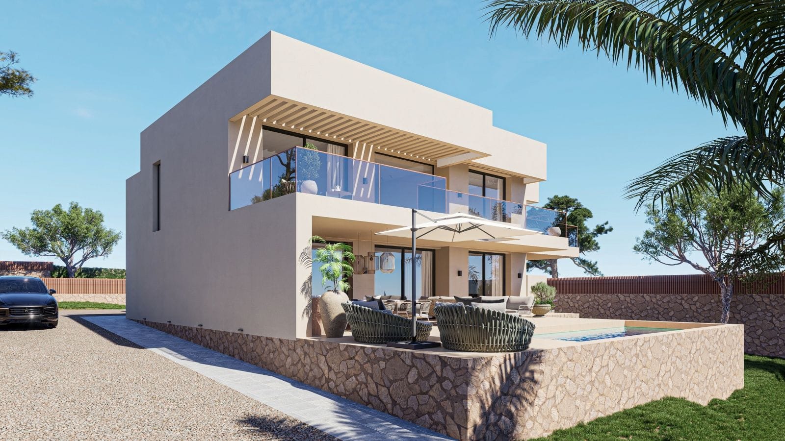 Estupendo proyecto de una villa moderna con vistas al mar