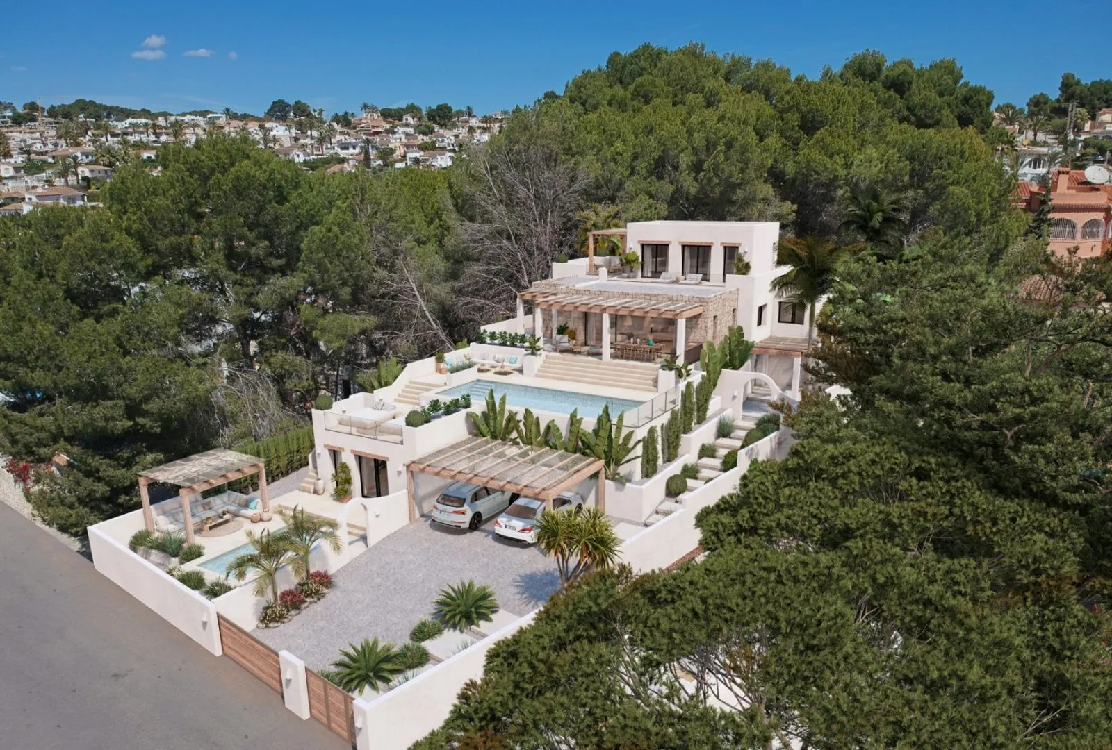 Villa al estilo de Ibiza con apartamento de invitados independiente