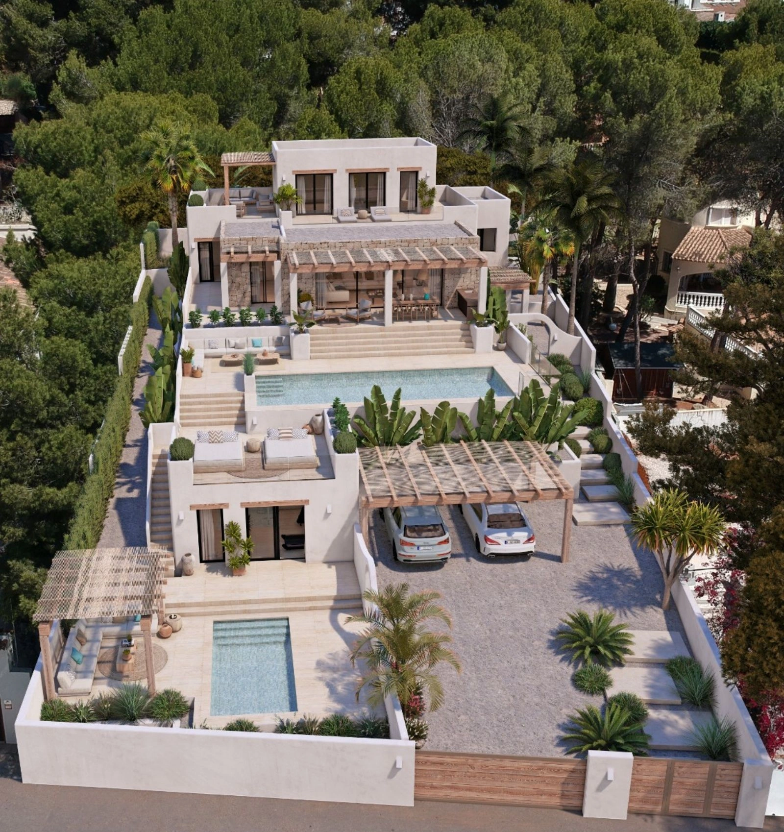 Villa al estilo de Ibiza con apartamento de invitados independiente