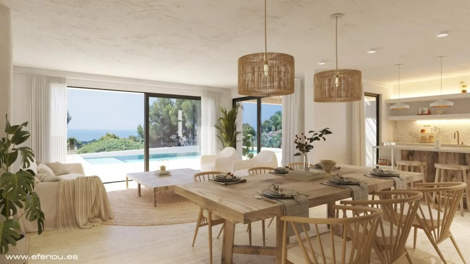 Villa al estilo de Ibiza con apartamento de invitados independiente