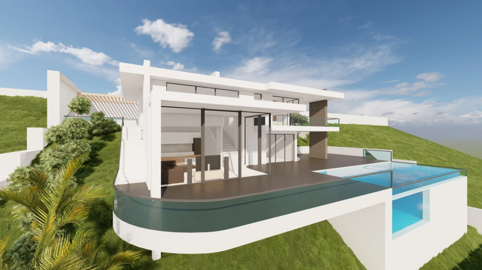 Proyecto de obra nueva de villa moderna con vistas al mar y a la montaña en Cumbre del Sol