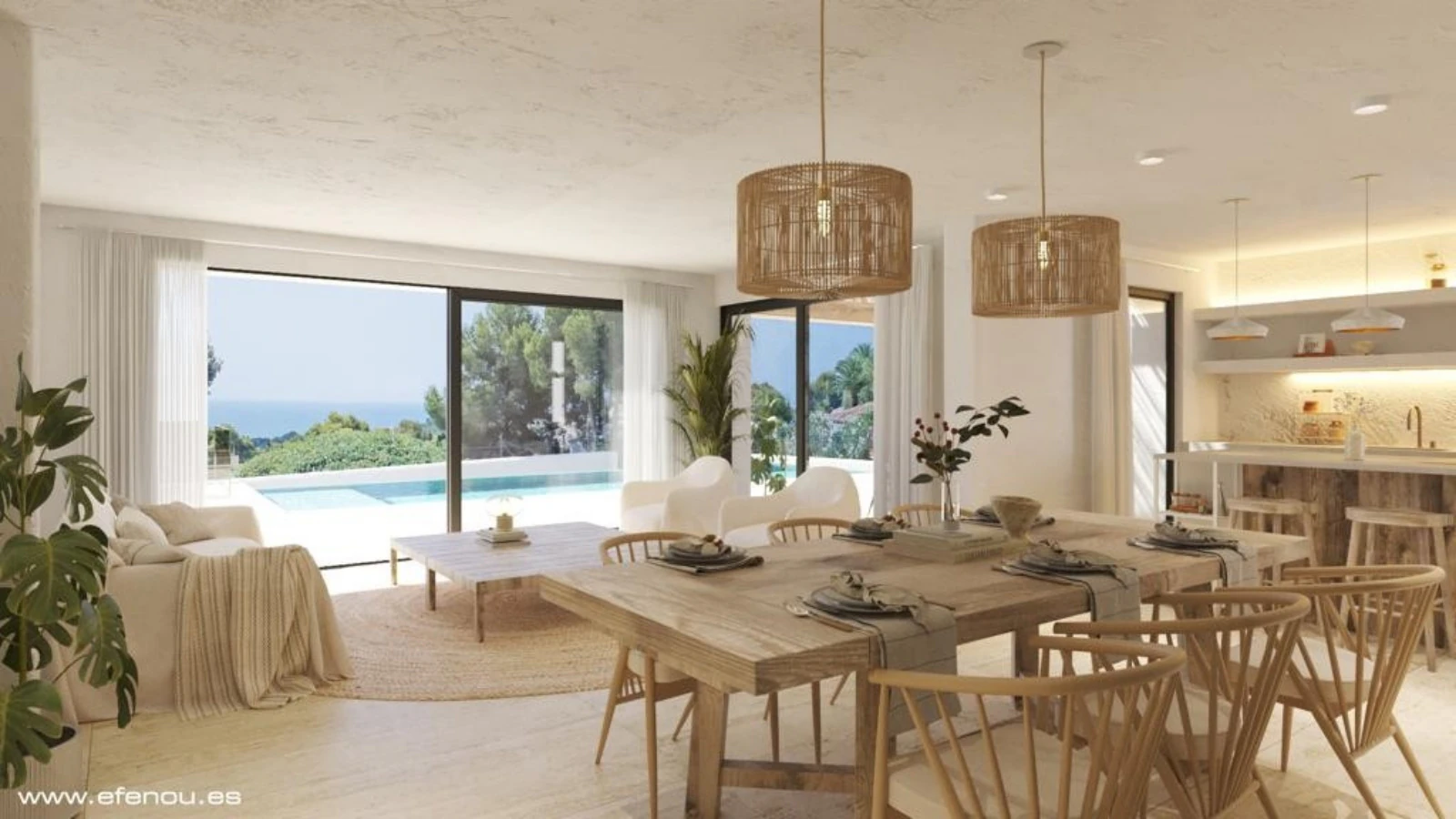 Villa estilo Ibiza con apartamento independiente para huéspedes