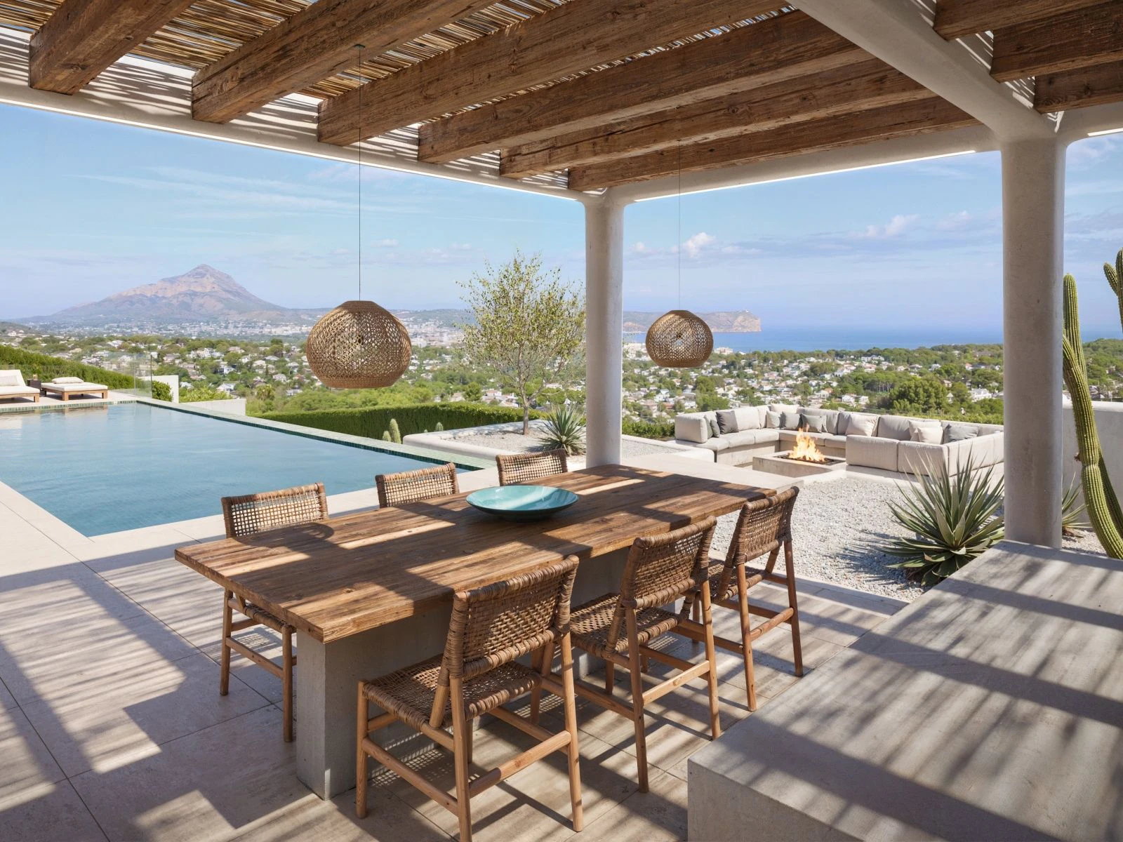 Moderna villa de estilo ibicenco con vistas al mar en Jávea