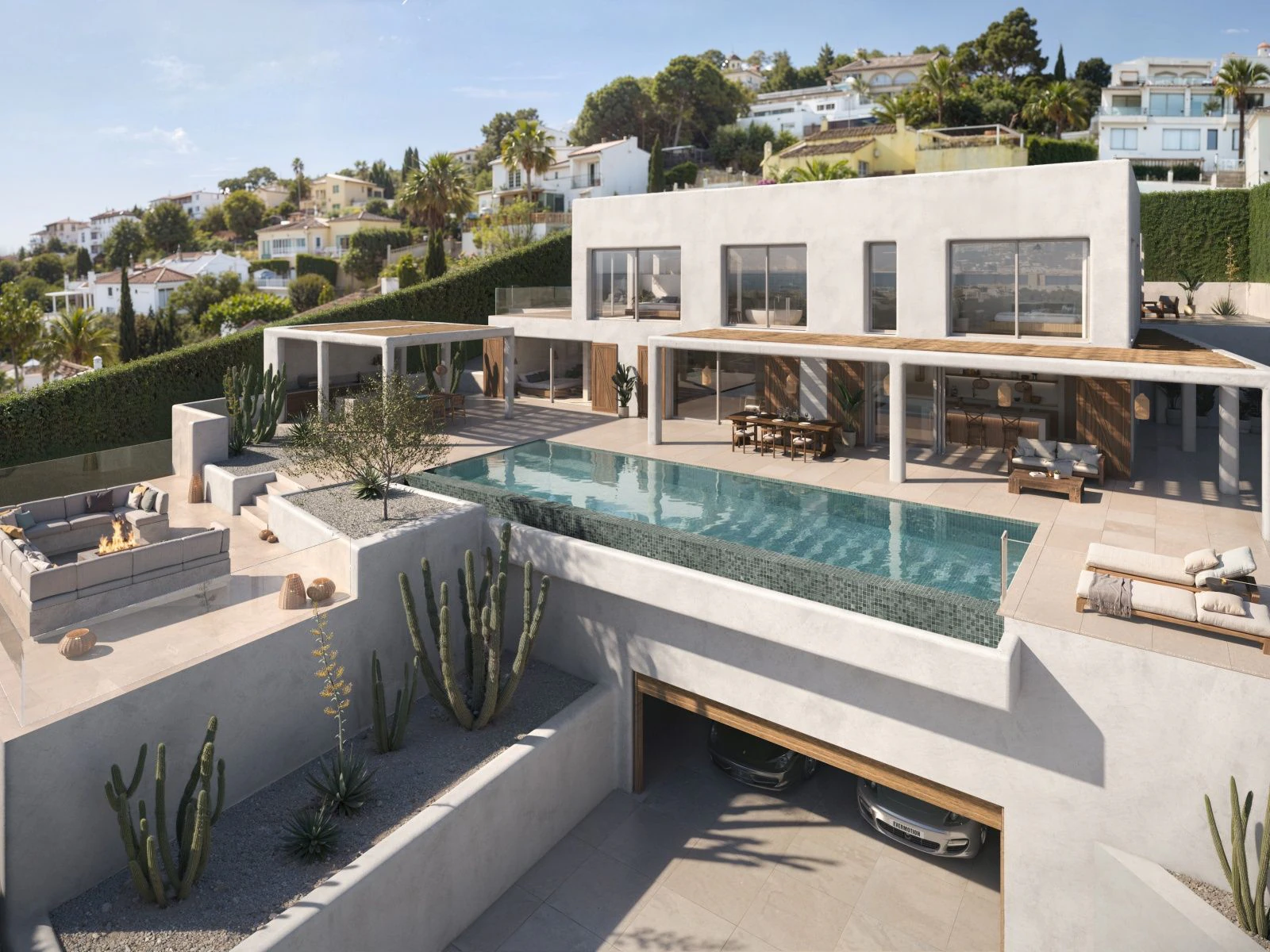 Moderna villa de estilo ibicenco con vistas al mar en Jávea