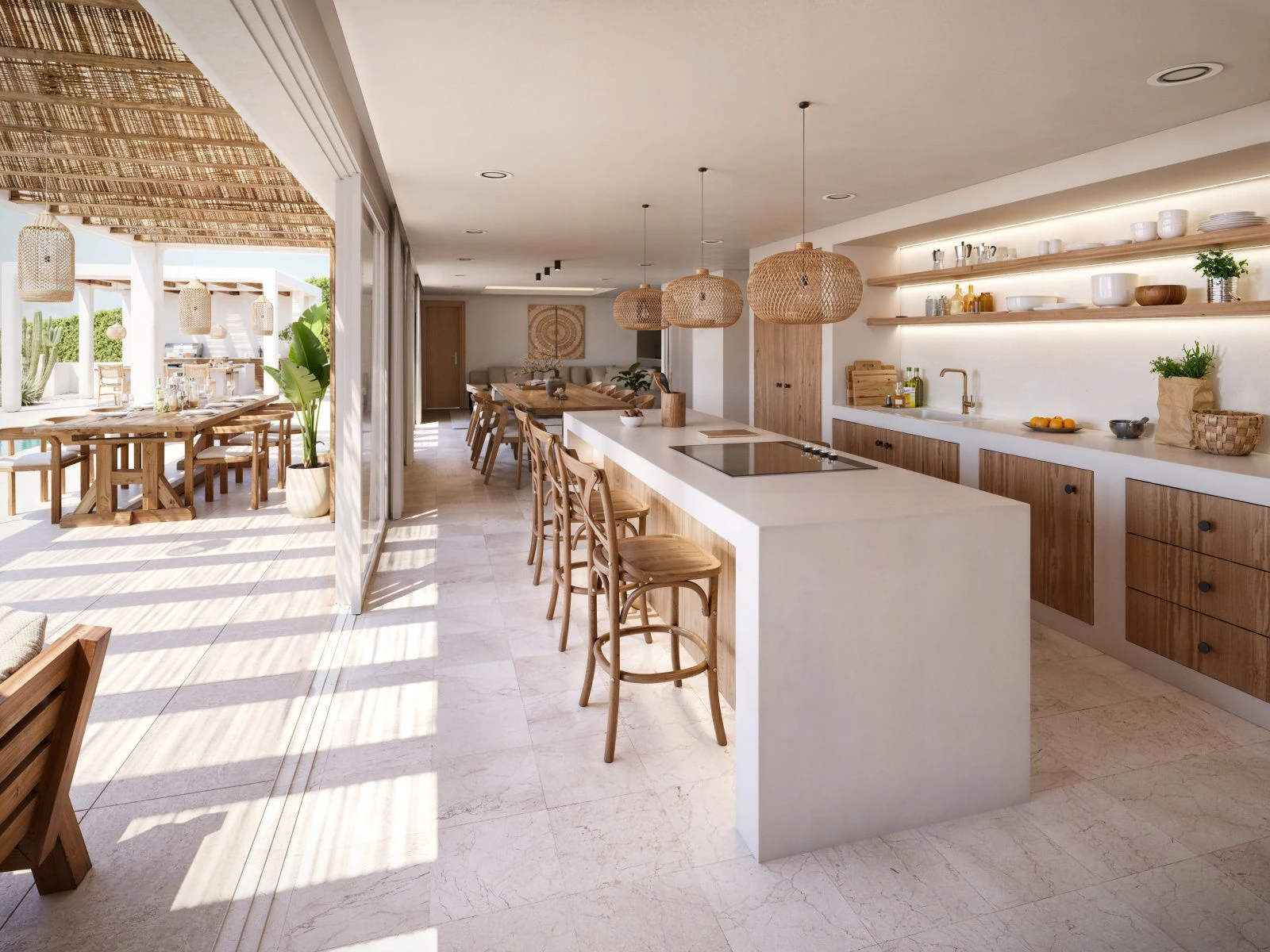 Moderna villa de estilo ibicenco con vistas al mar en Jávea