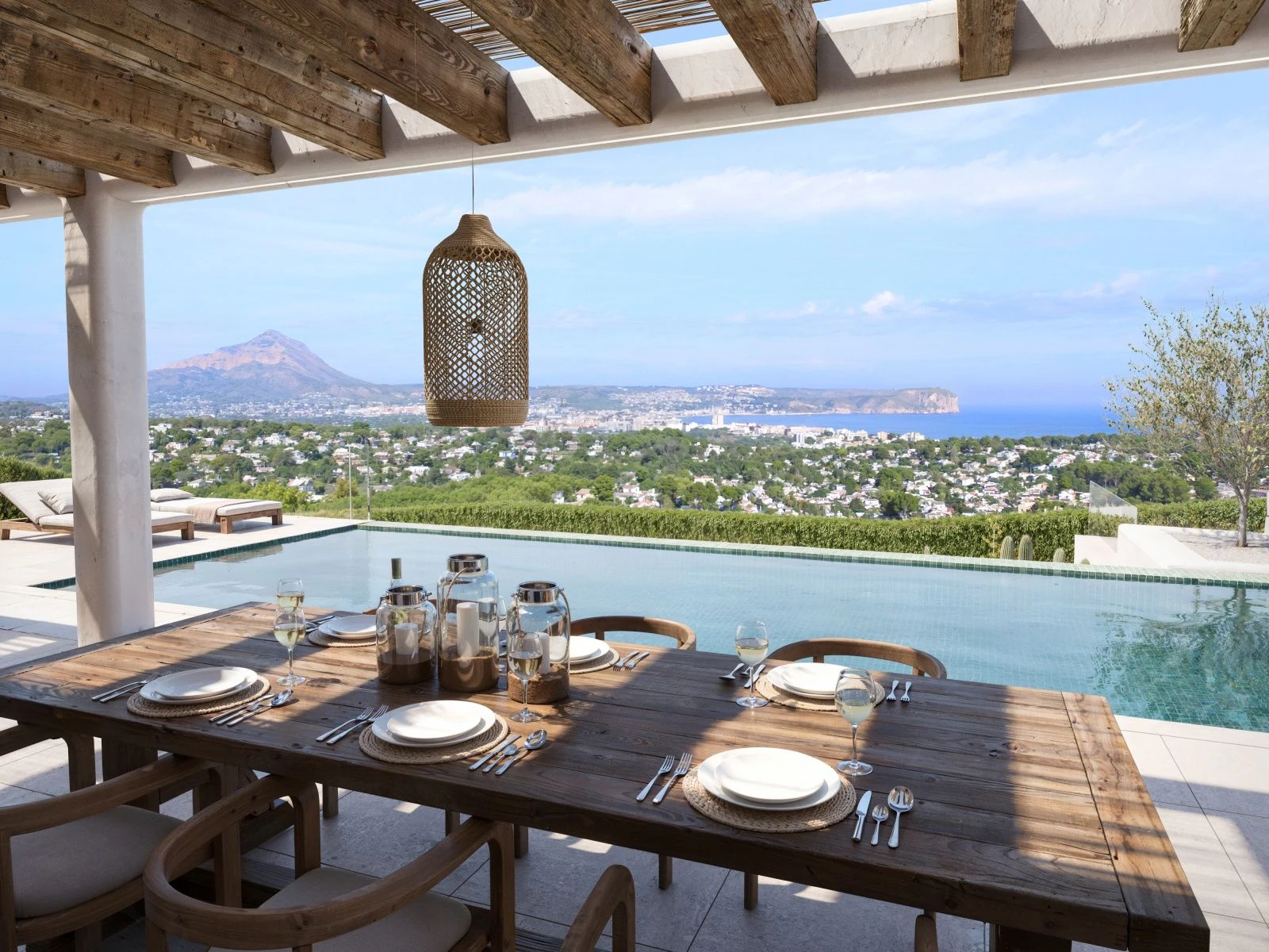 Moderna villa de estilo ibicenco con vistas al mar en Jávea