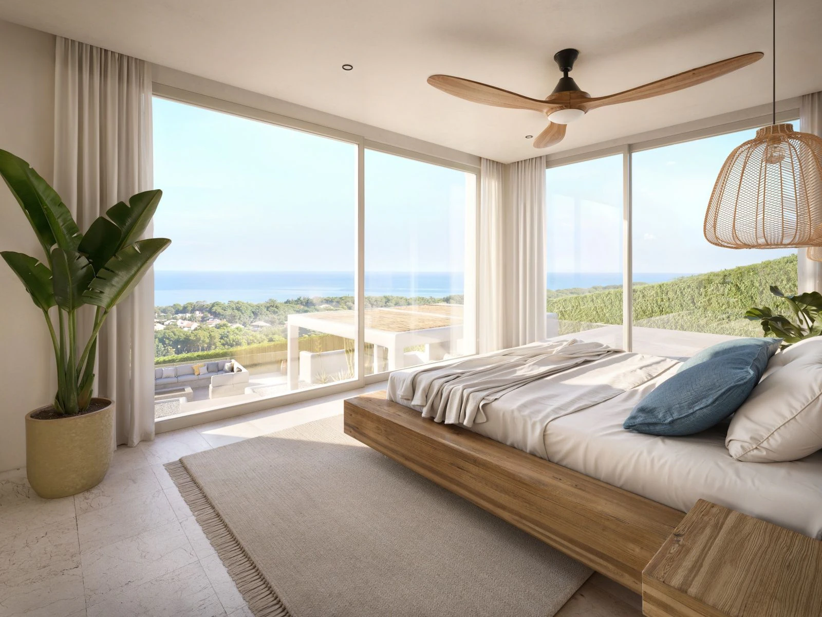 Moderna villa de estilo ibicenco con vistas al mar en Jávea