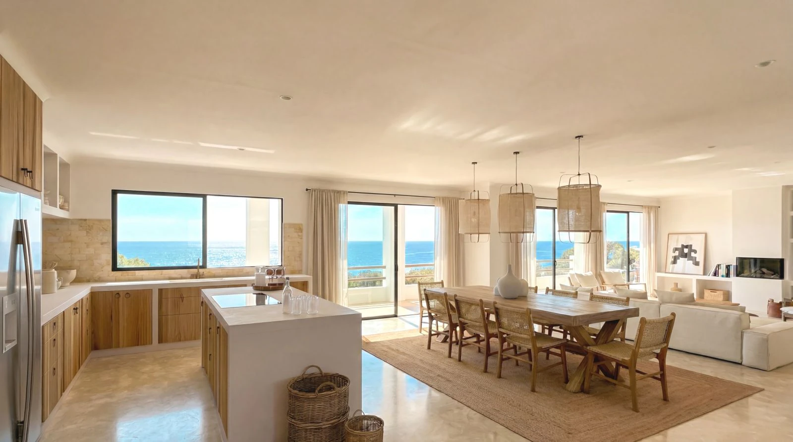 Exclusiva villa moderna de estilo mediterráneo- ibicenco, a tan solo 100 metros de la playa.