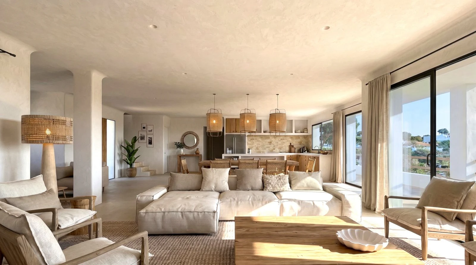 Exclusiva villa moderna de estilo mediterráneo- ibicenco, a tan solo 100 metros de la playa.