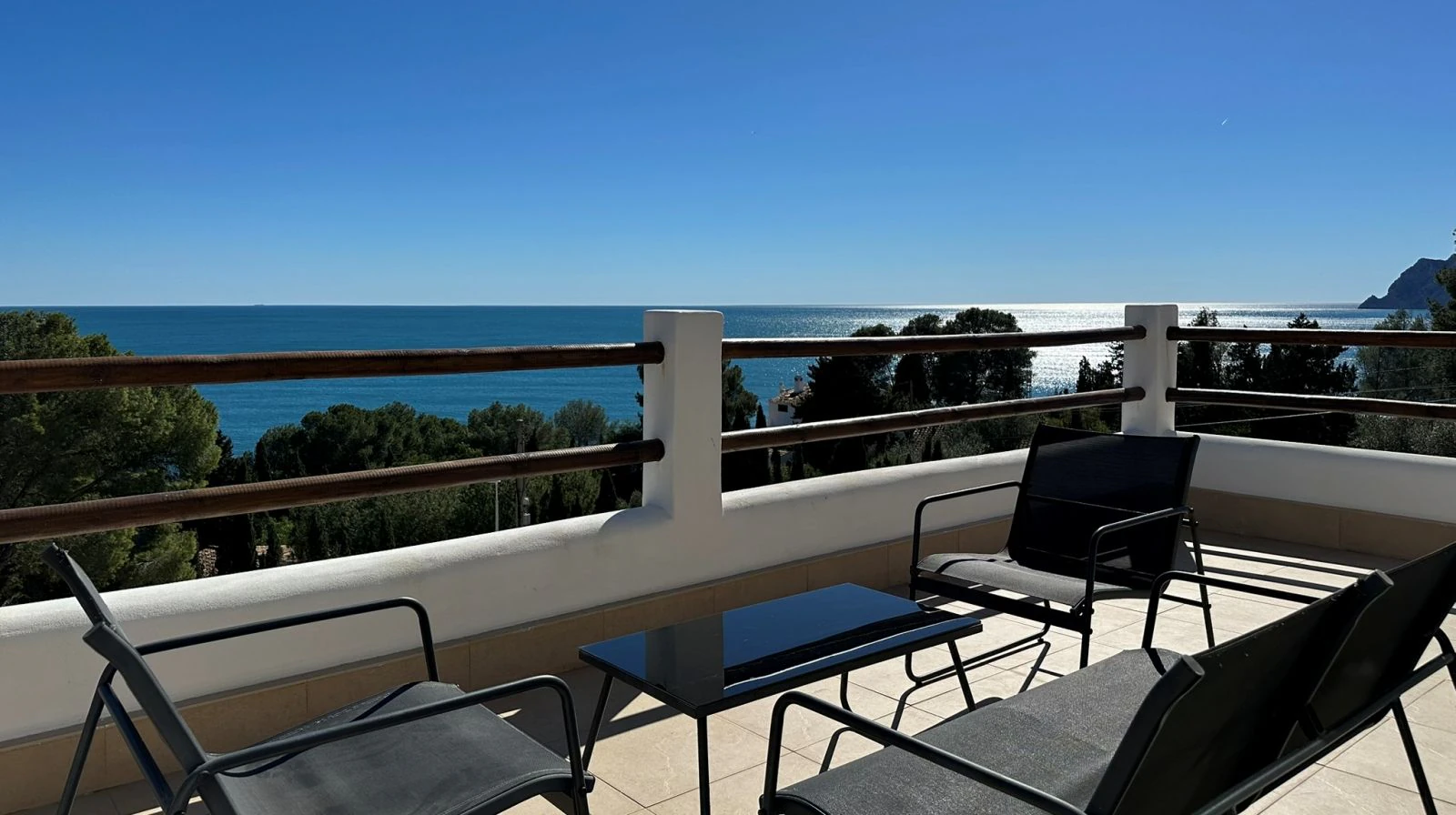 Designer villa with fantastic sea views in Mediterranean Ibiza style, just 100 metres from the beach.