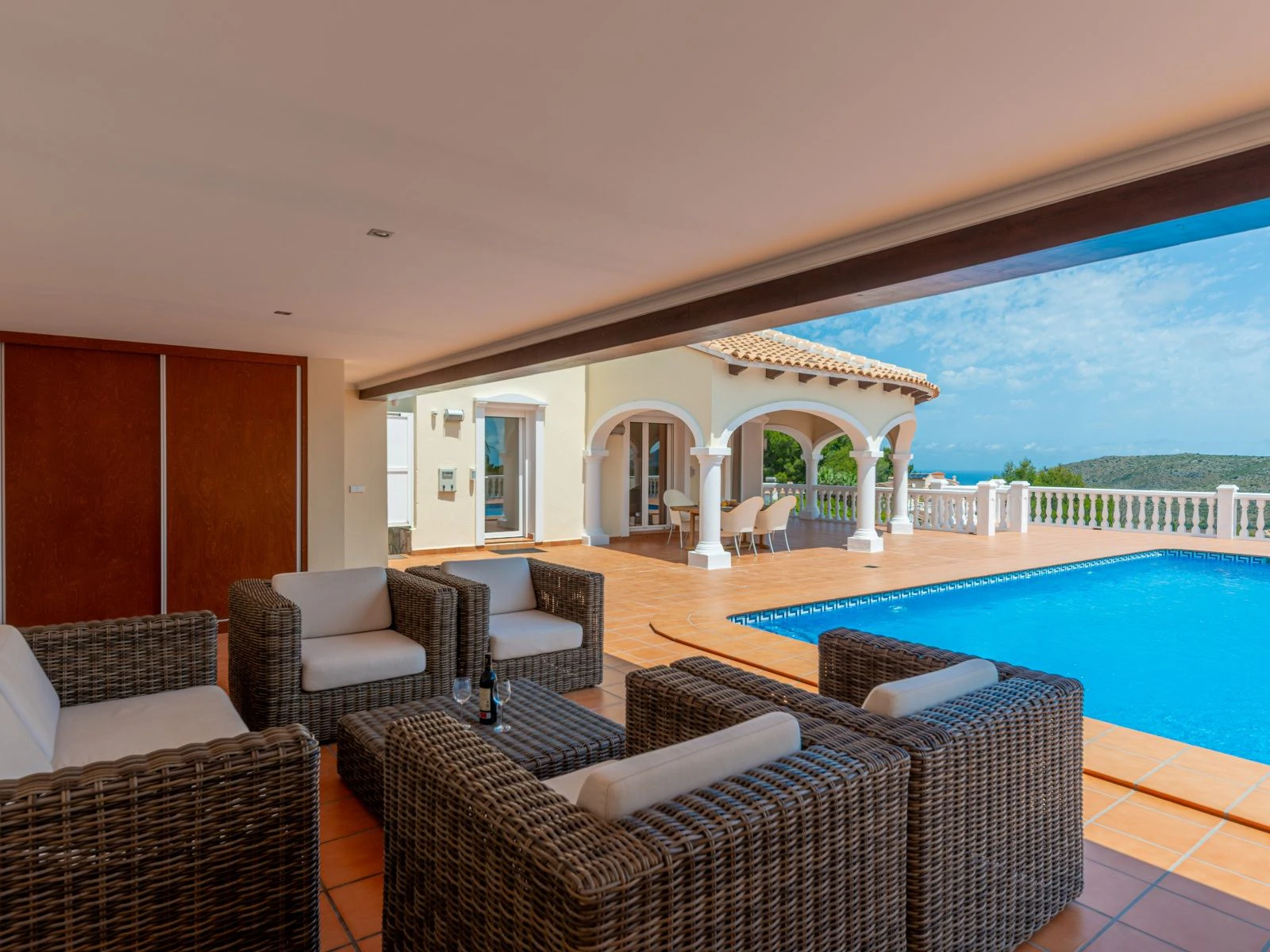 Royal Mediterranean villa with panoramic views of the Montgó, the golf course, and the Mediterranean Sea.