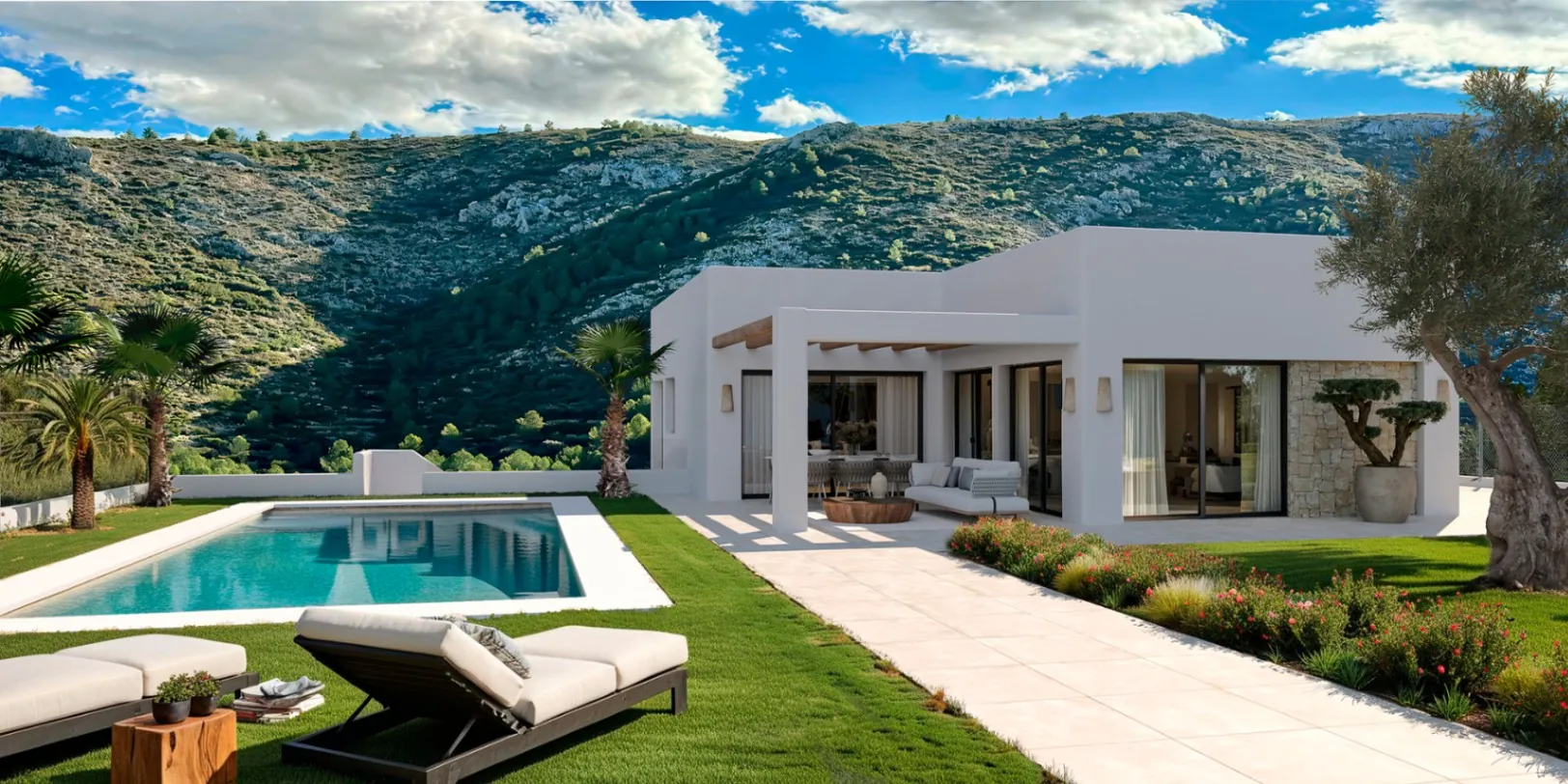 Modern single-family villa under construction in Pedreguer, Costa Blanca