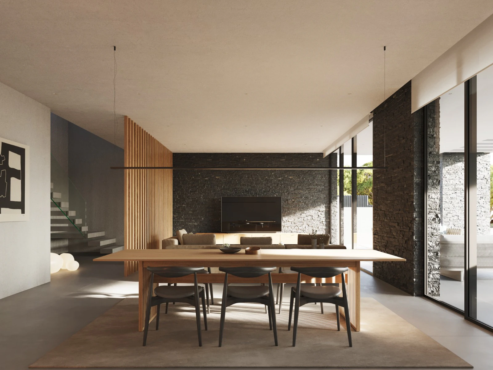 Moderna villa en construcción con vistas abiertas