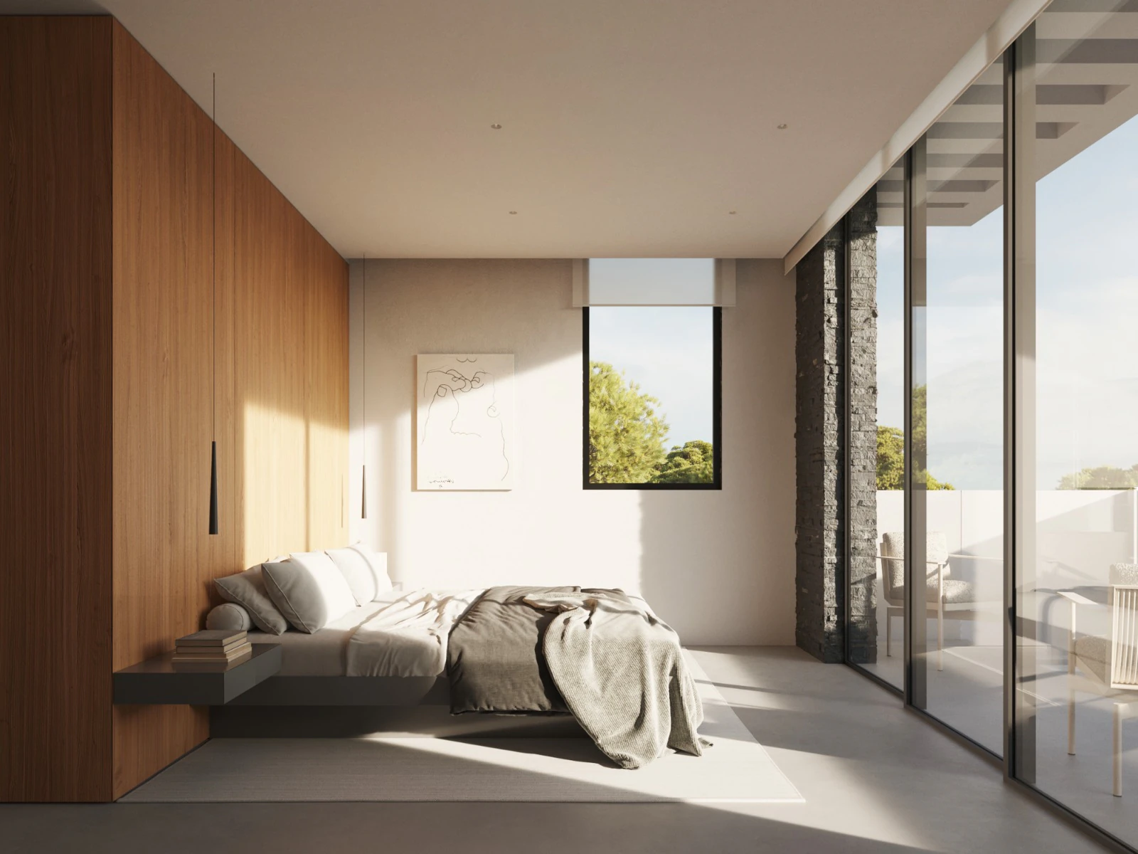 Moderna villa en construcción con vistas abiertas