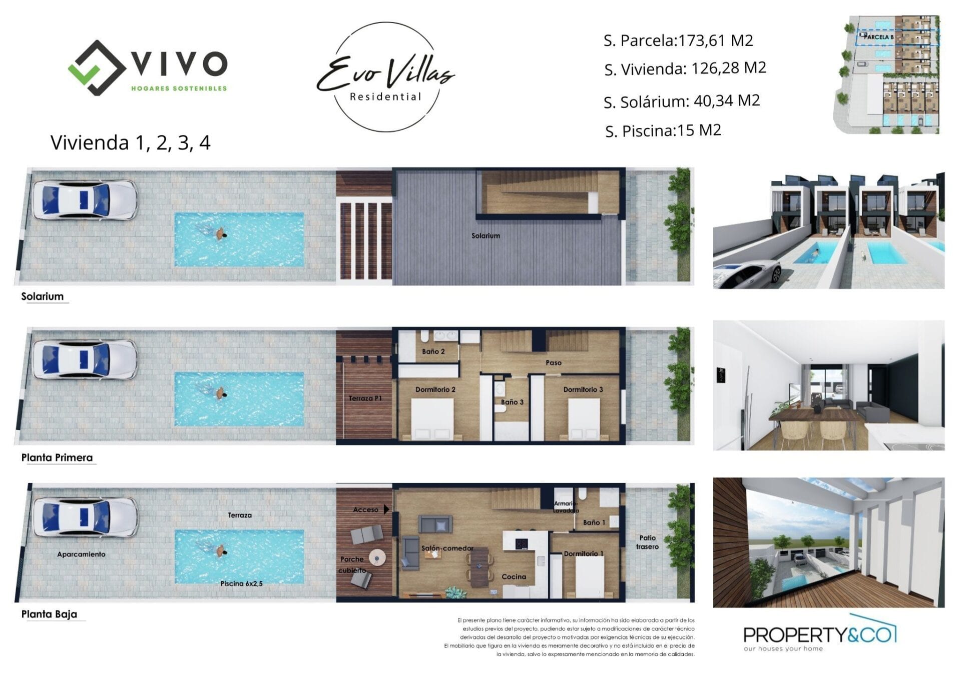 Residencial Evo Villas 3 dormitorios, 3 baños con piscina privada y solarium, Pilar de la Horadada