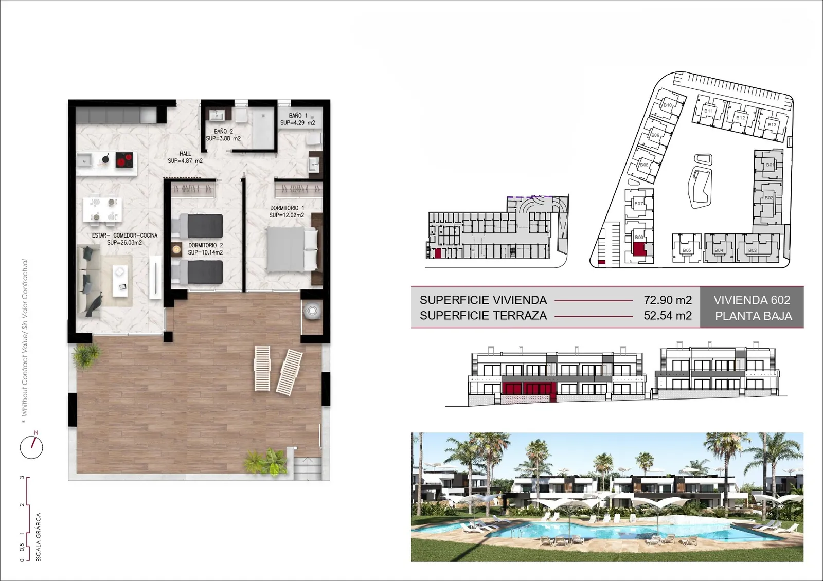 Bungalow de 2 habitaciones en venta en Ciudad Quesada