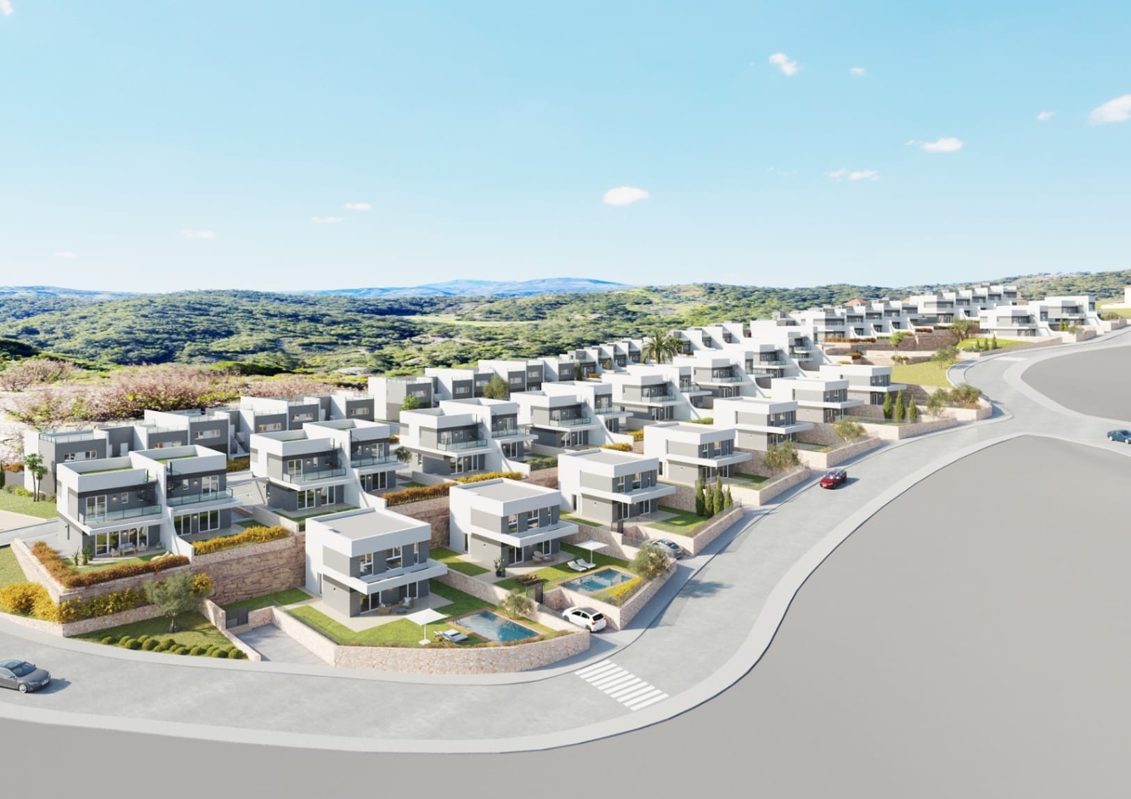 Finestrat: Halfvrijstaande nieuwbouw woningen met zeezicht