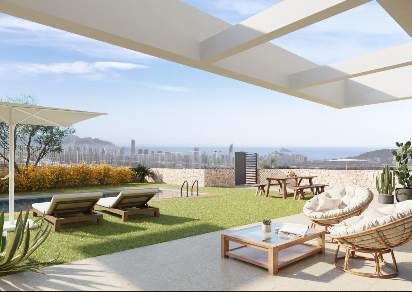 Finestrat: Halfvrijstaande nieuwbouw woningen met zeezicht
