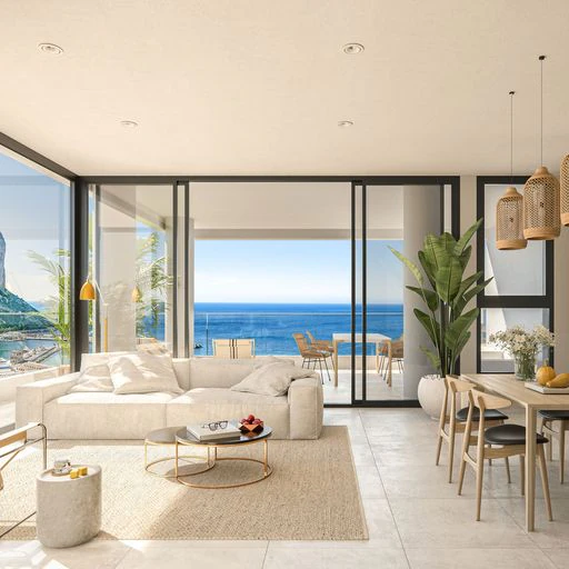 Calpe: Ruim nieuw appartement met groot terras met panoramisch zeezicht
