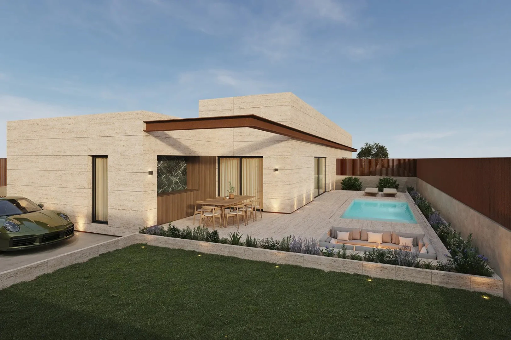 El Campello: Modern semi-vrijstaande woning met tuin en zwembad