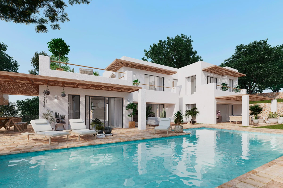 Chalet obra nueva estilo Ibiza en venta en Villes del Vent Jávea, Costa Blanca
