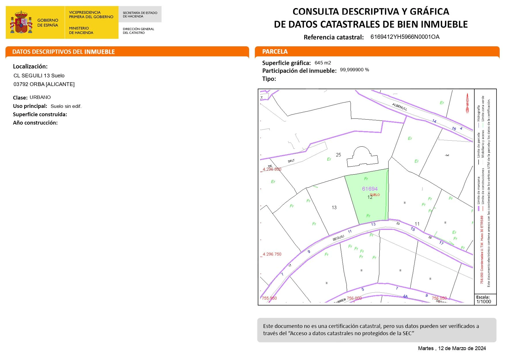 Plot for sale in Orba