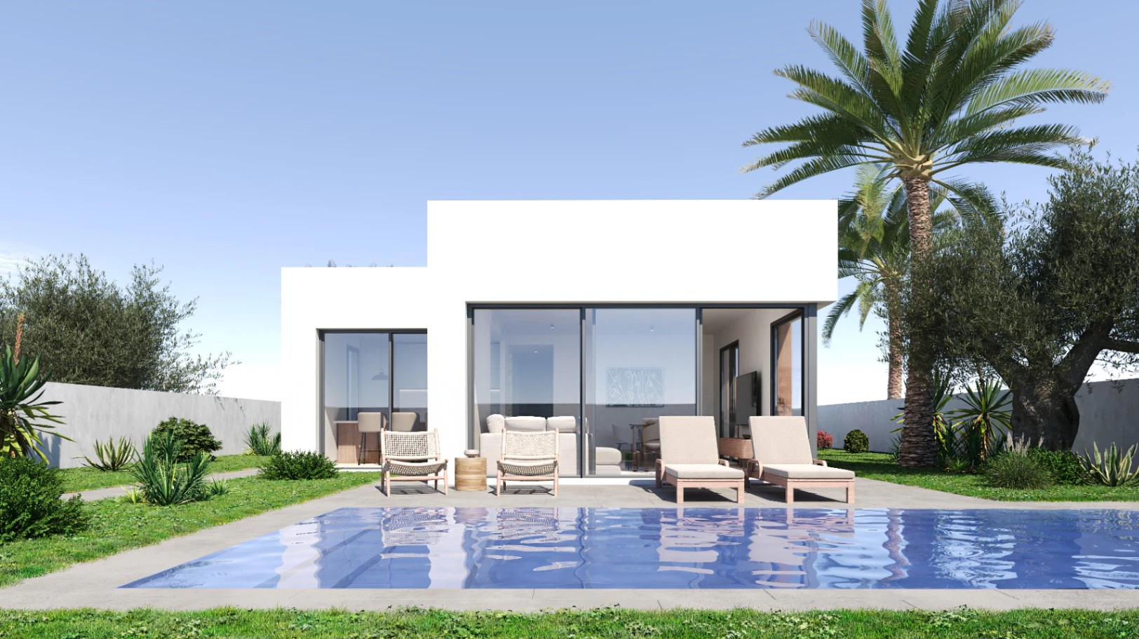 Nueva promoción villas modernas con piscina en Els Poblets. Llave en mano