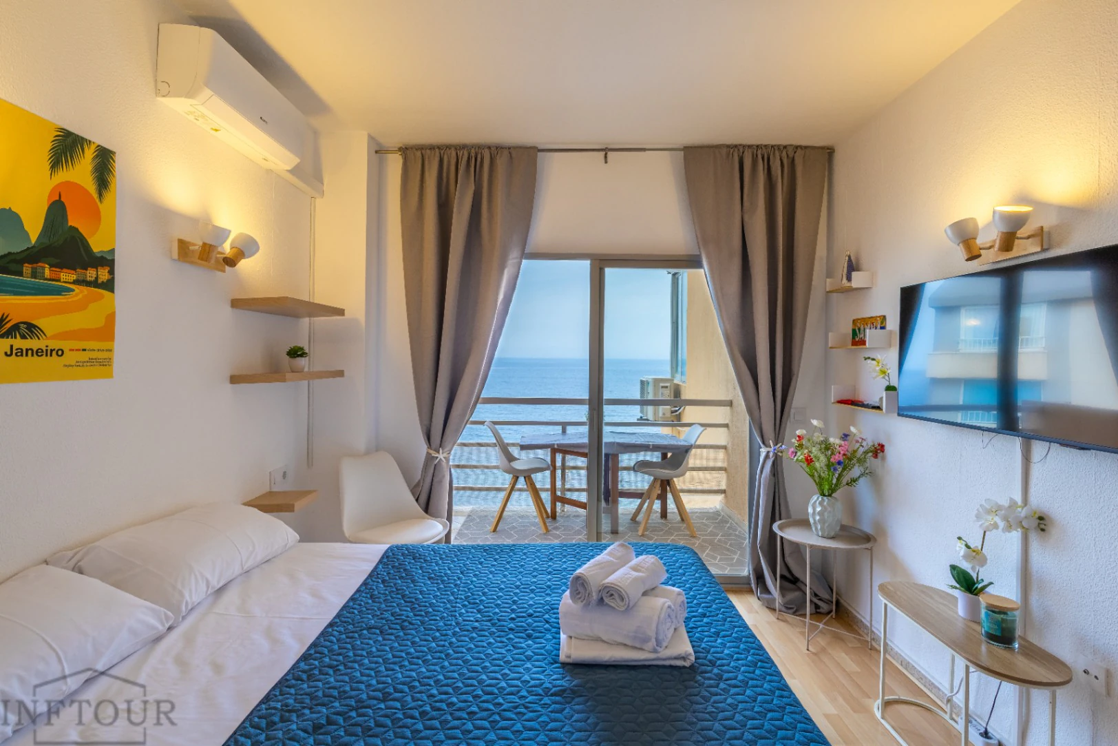 Alquiler temporal o turístico estudio con vistas al mar en primera línea de playa La Fossa, Calpe