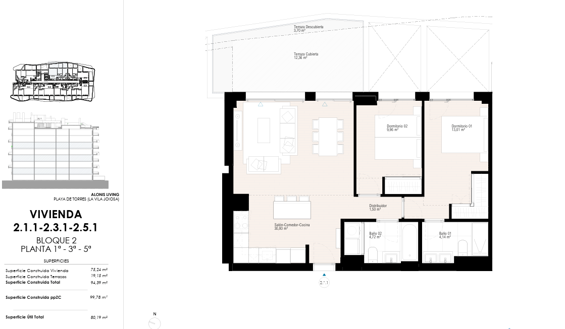 Apartamento en venta de 2 dormitorios en Villajoyosa