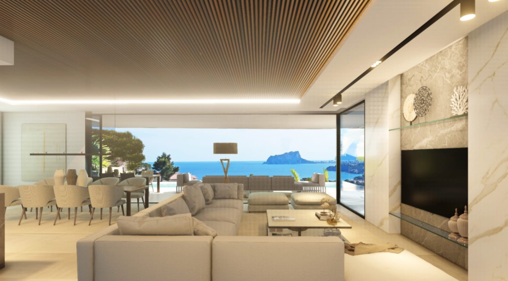 Luxe villa in Moraira met panoramisch uitzicht op zee en infinity pool dicht bij het strand El Portet