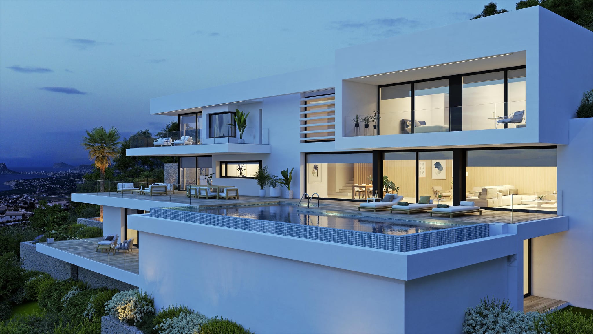 Moderne villa met 5 suites met uitzicht op de Middellandse Zee van Moraira