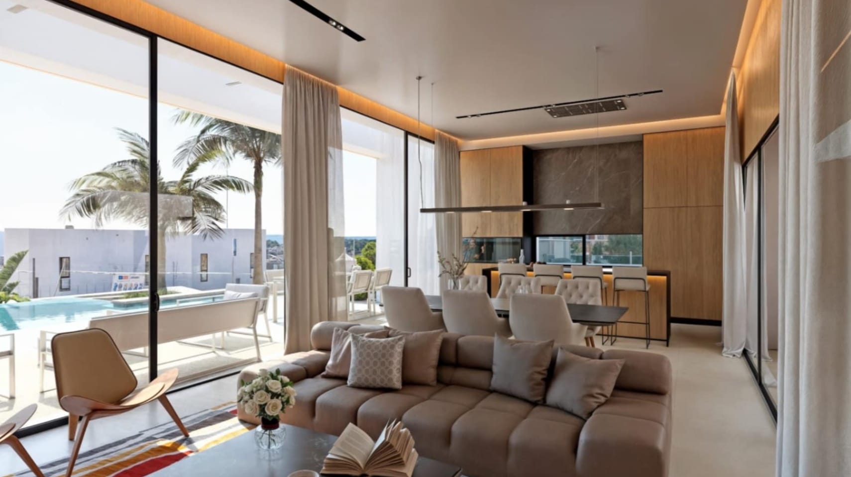 Villa de obra nueva de arquitectura contemporánea con vistas al mar en Moraira