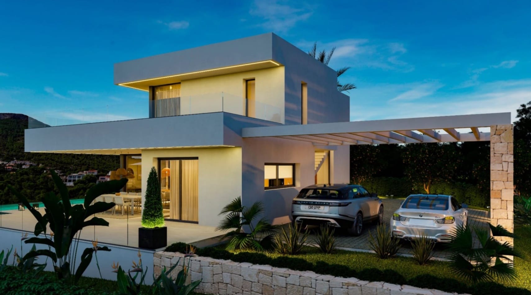 Villa moderna de obra nueva en Dénia con vistas al mar y al Montgó