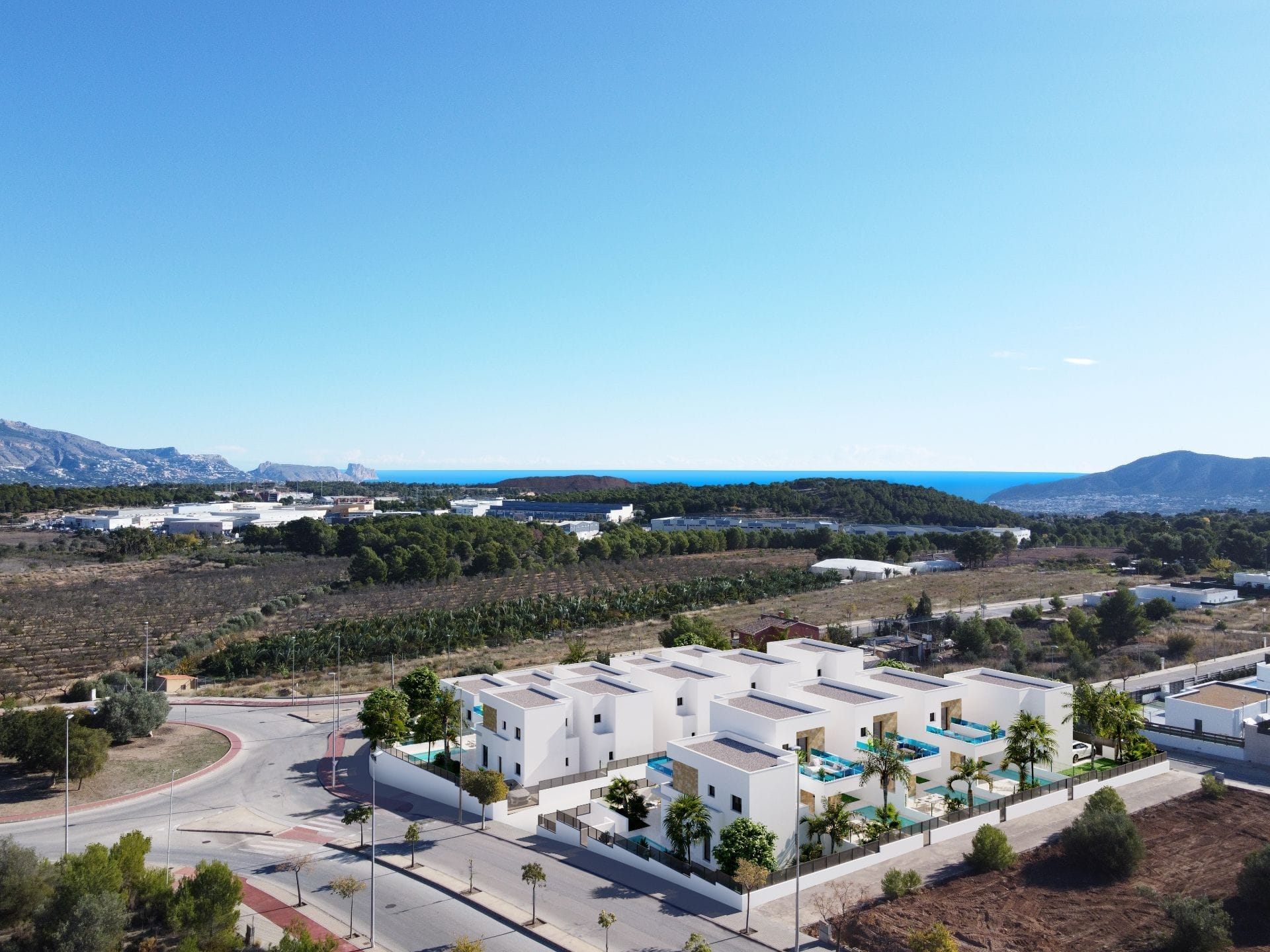 Chalet moderno con vistas al mar y a la montaña en Polop