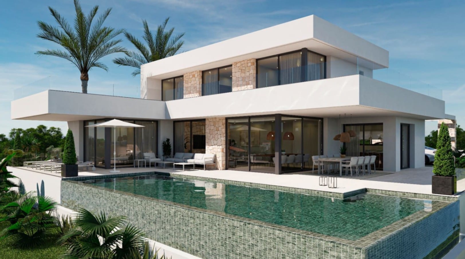 Villa moderna de obra nueva en Dénia con vistas al mar y al Montgó